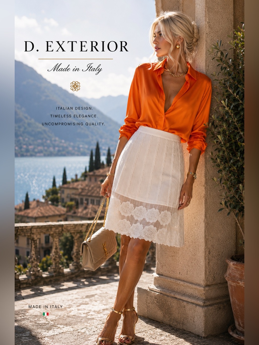 D. Exterior Luxury Italian Brand Lace Trim Skirt NWT Size Medium